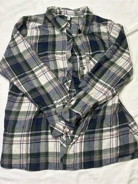 Sonoma Men's Plaid Button-Down Shirt in Green, Navy, White